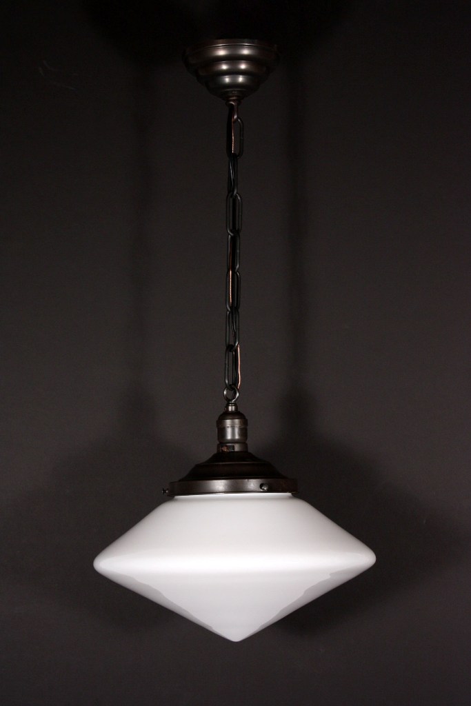 SOLD Amazing Antique Art Deco Pendant Light with Unusual Pointed Shade-19097