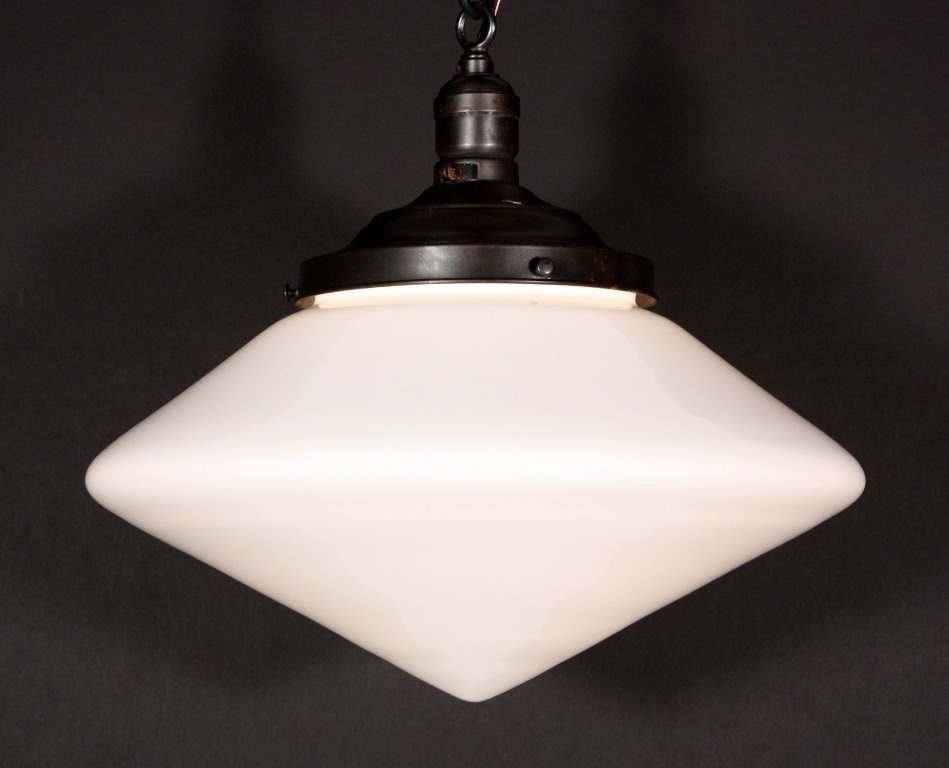 SOLD Amazing Antique Art Deco Pendant Light with Unusual Pointed Shade-19100