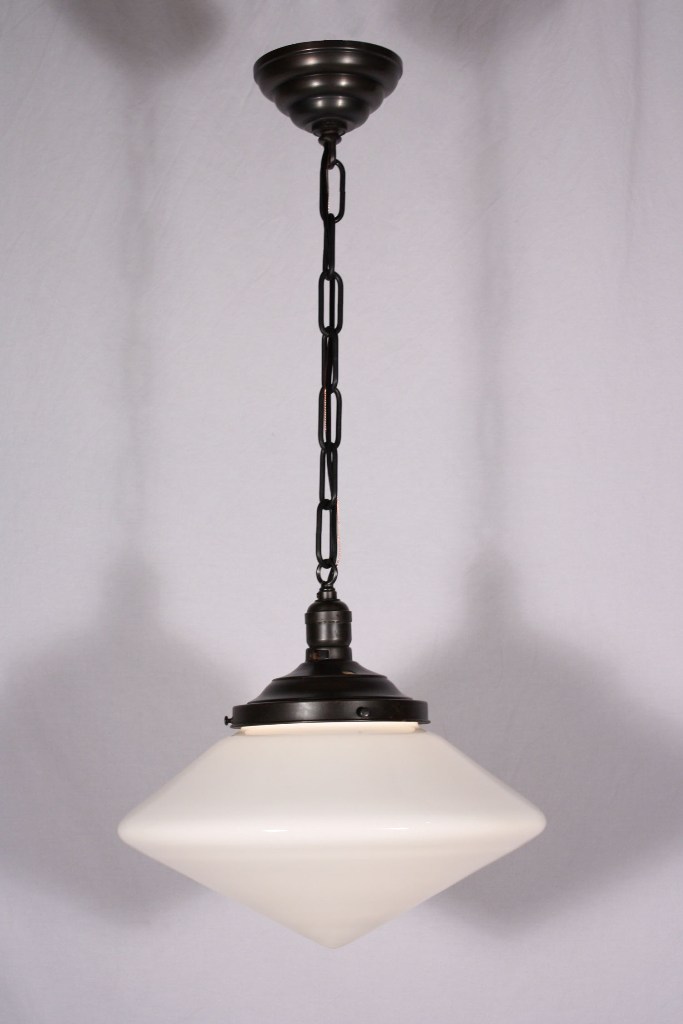 SOLD Amazing Antique Art Deco Pendant Light with Unusual Pointed Shade-19095
