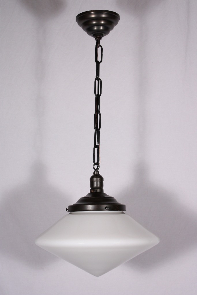 SOLD Amazing Antique Art Deco Pendant Light with Unusual Pointed Shade-19093