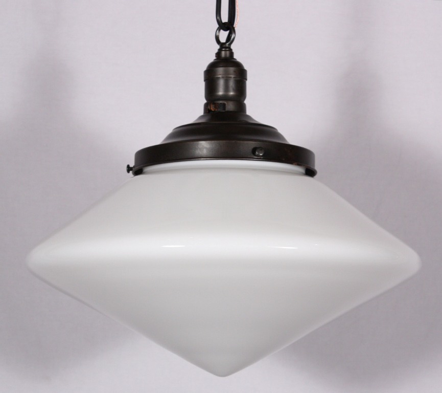 SOLD Amazing Antique Art Deco Pendant Light with Unusual Pointed Shade-19096