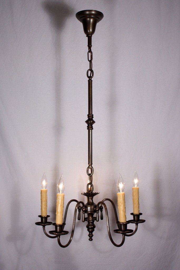 SOLD Wonderful Antique Colonial Revival Five-Light Chandelier, c. 1910-19319