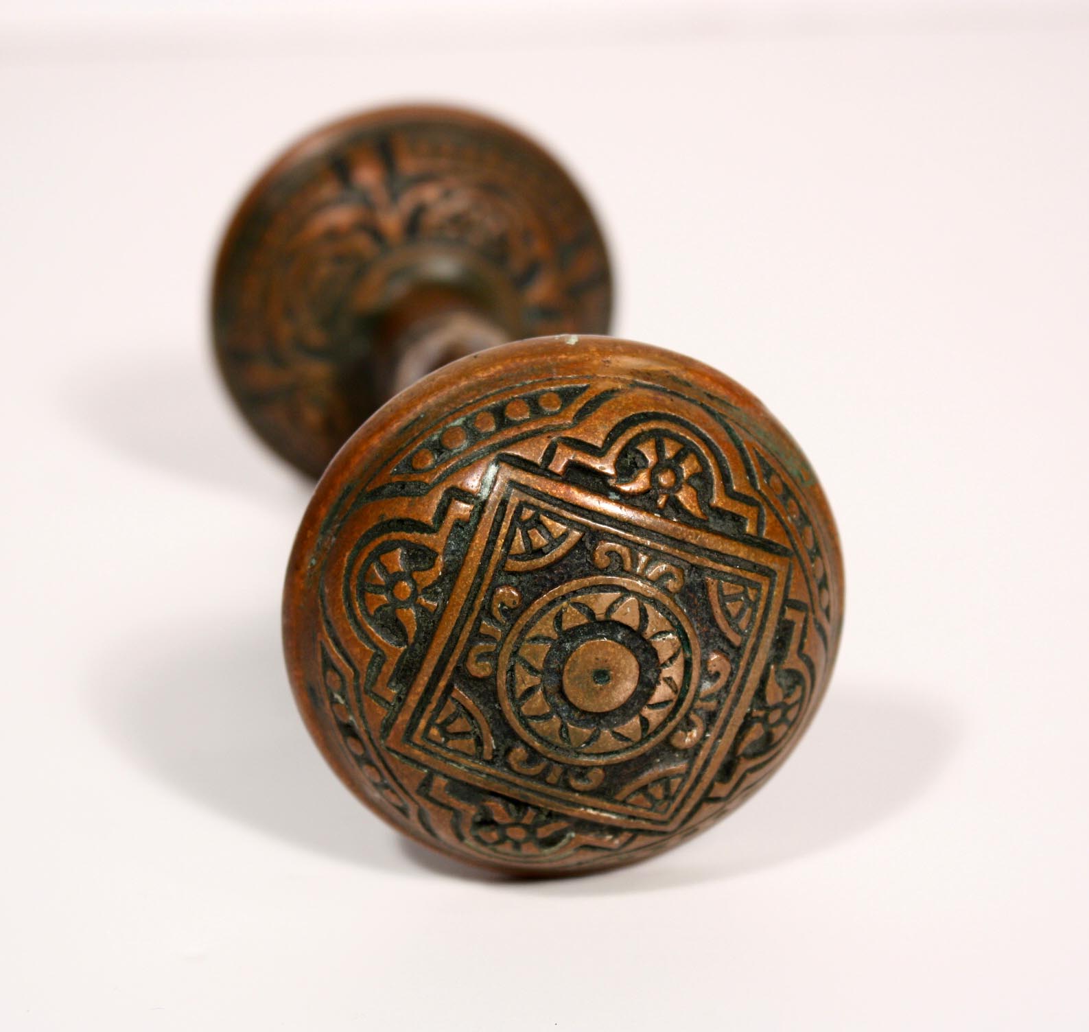 SOLD Six Matching Antique Cast Bronze Eastlake Door Knob Sets, 19th Century -- ONE AVAILABLE-19343