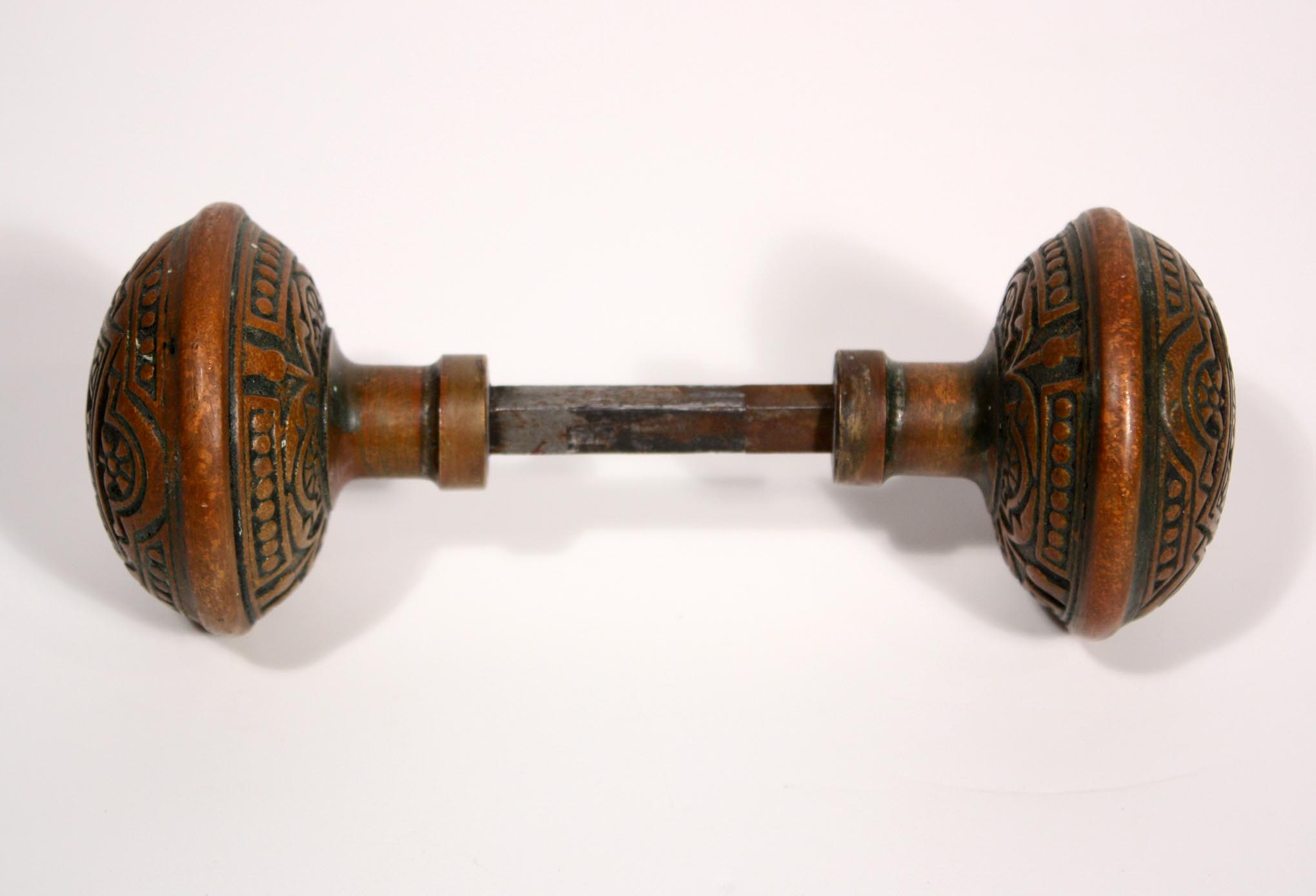 SOLD Six Matching Antique Cast Bronze Eastlake Door Knob Sets, 19th Century -- ONE AVAILABLE-19347