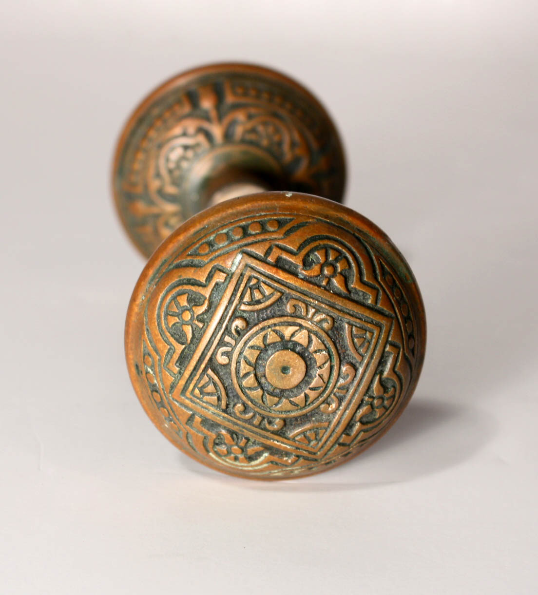 SOLD Six Matching Antique Cast Bronze Eastlake Door Knob Sets, 19th Century -- ONE AVAILABLE-19342