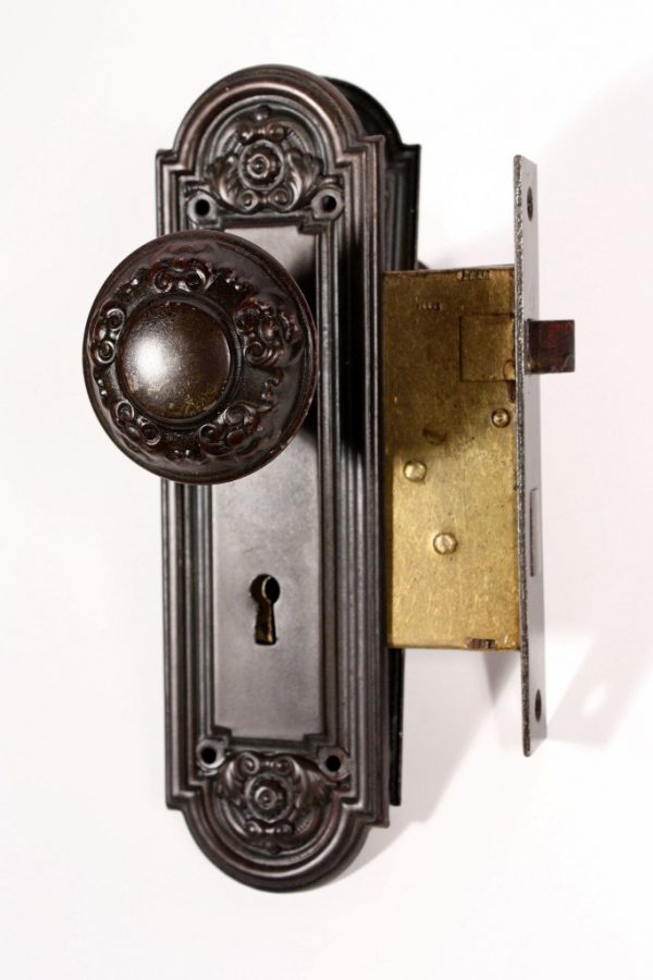 SOLD Antique Door Hardware Set with Doorknobs, Plates, & Mortise Lock -- Yale & Towne, c. 1910-0
