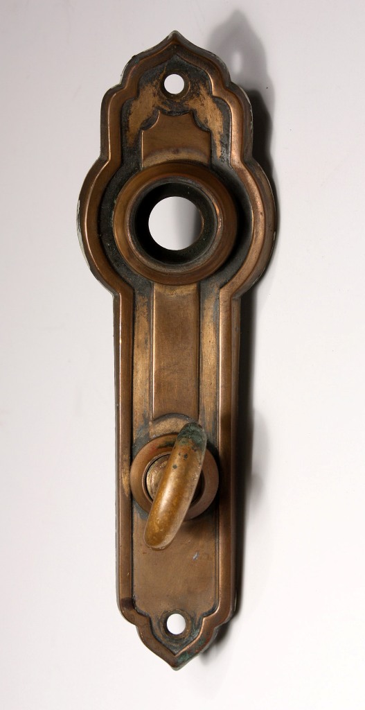SOLD Antique Exterior Cast Bronze Lock Sets with Door Knobs & Plates, Signed Russwin-18972