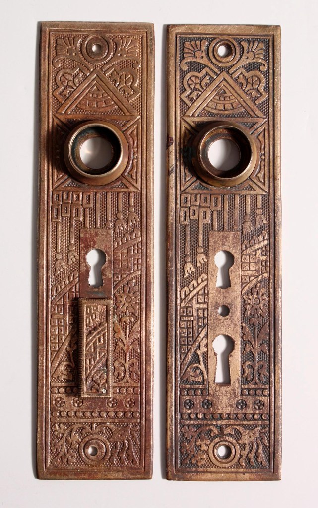 SOLD Amazing Pair of Antique Exterior Cast Bronze Door Plates, Late 1800’s-0