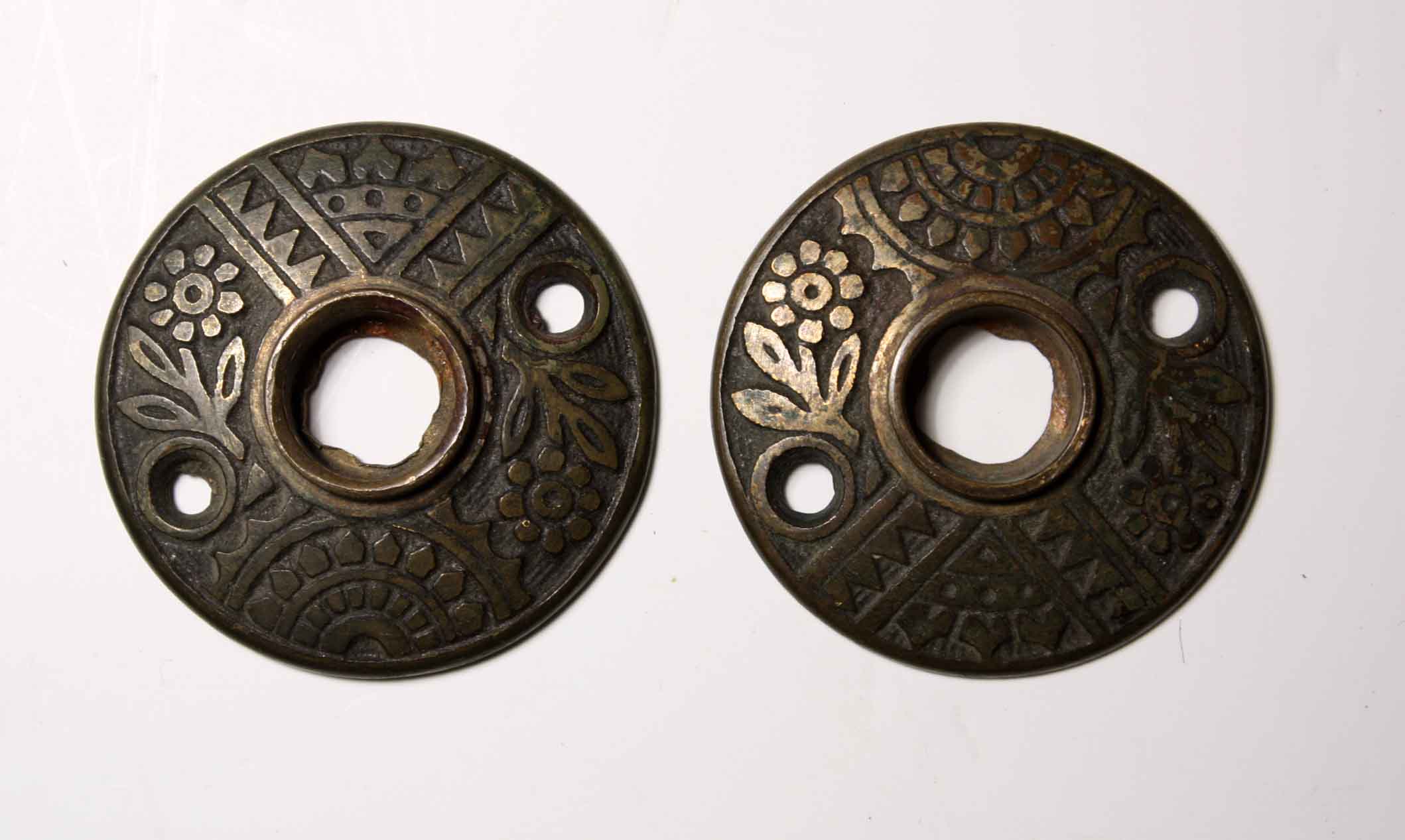 SOLD Delightful Pair of Antique Cast Bronze Rosettes, c. 1880-0