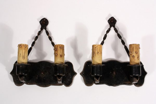 SOLD Remarkable Pair of Antique Two-Arm Sconces – Matching Three-Arm Sconces Available-0