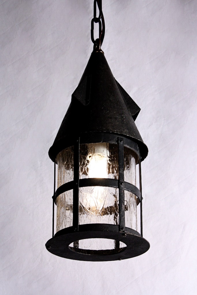SOLD Wonderful Antique Riveted Iron Tudor Lantern with Original Glass-0