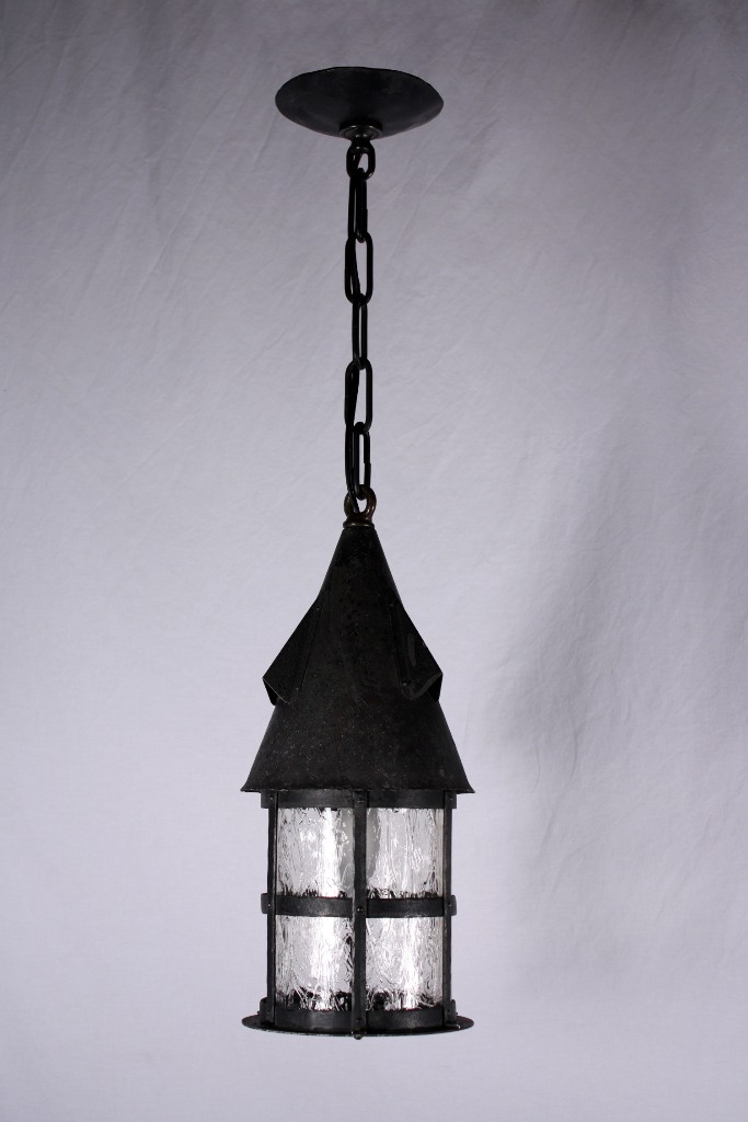 SOLD Wonderful Antique Riveted Iron Tudor Lantern with Original Glass-19510