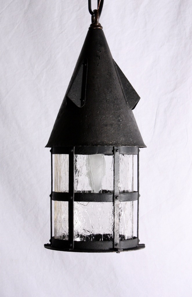 SOLD Wonderful Antique Riveted Iron Tudor Lantern with Original Glass-19511