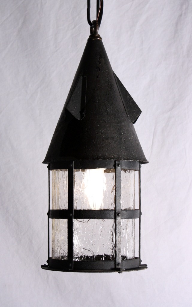 SOLD Wonderful Antique Riveted Iron Tudor Lantern with Original Glass-19506