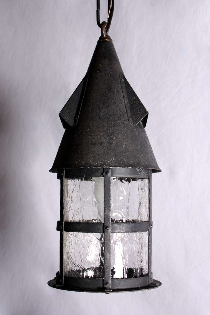 SOLD Wonderful Antique Riveted Iron Tudor Lantern with Original Glass-19507