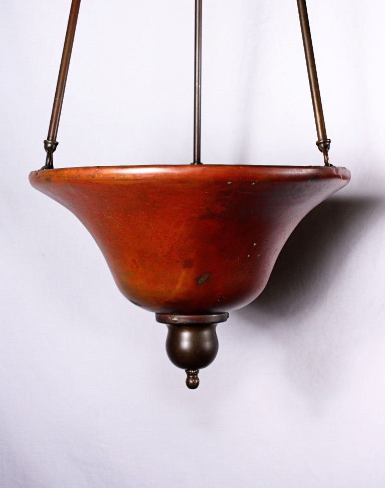 SOLD Charming Pair of Antique Industrial Copper Light Fixtures, c. 1905-19605