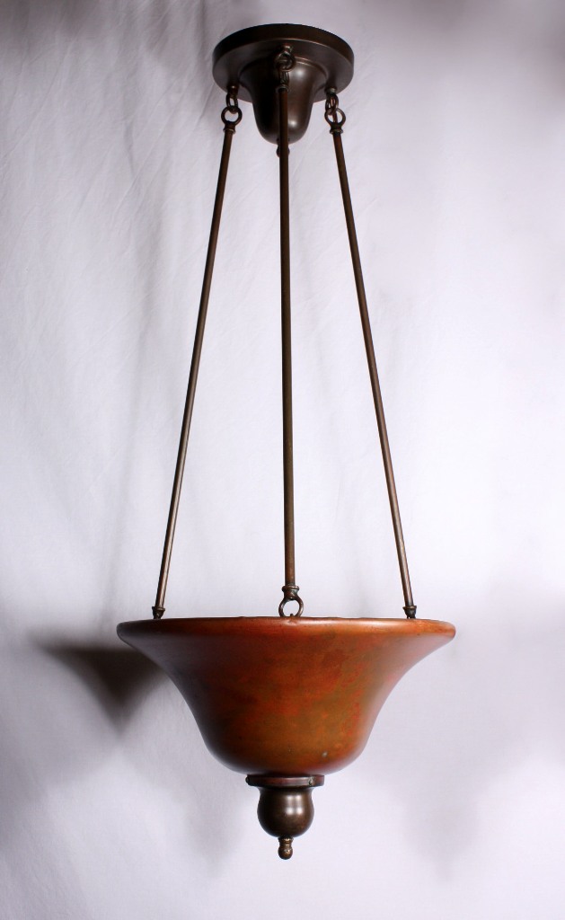SOLD Charming Pair of Antique Industrial Copper Light Fixtures, c. 1905-19602
