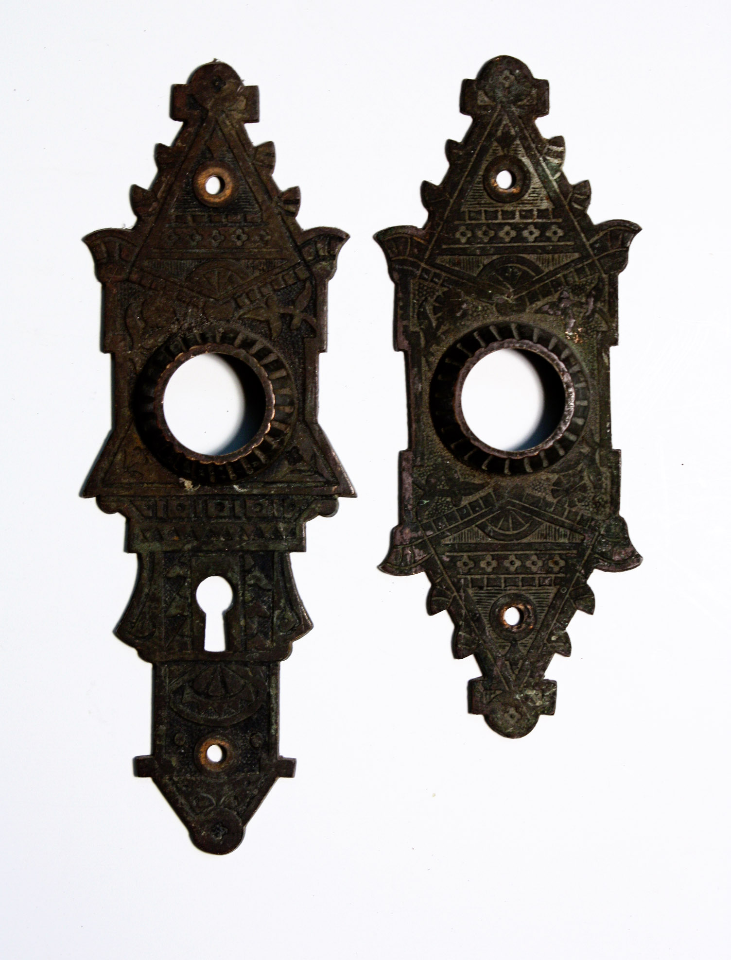 SOLD Magnificent Pair of Antique Cast Bronze Door Plates, c. 1880’s-0