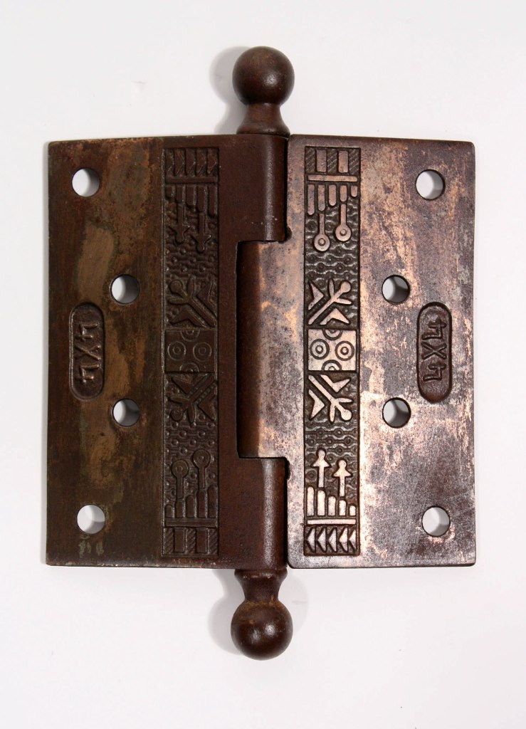 SOLD Amazing Pair of Antique Eastlake Hinges, Cast Iron with Bronze Wash, c. 1880’s-19403
