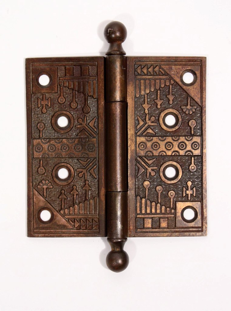 SOLD Ten Matching Antique Eastlake Hinges, Cast Iron with Bronze Wash, c. 1880’s-19407