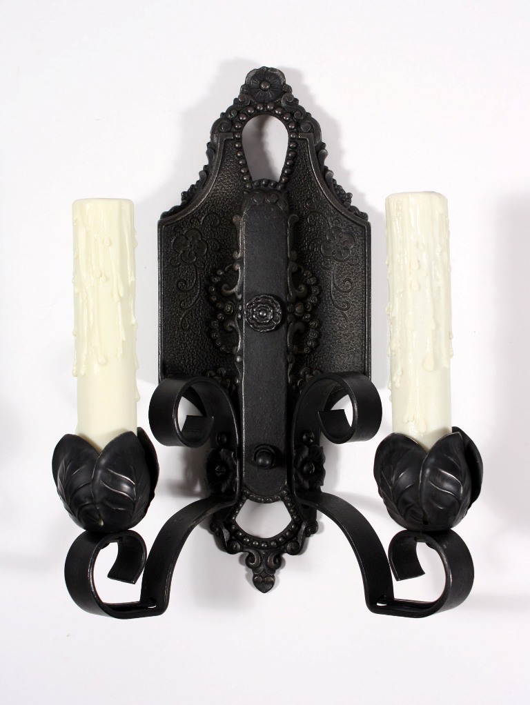 SOLD Four Matching Antique Cast Iron Sconces, Signed Lincoln Co.-19585