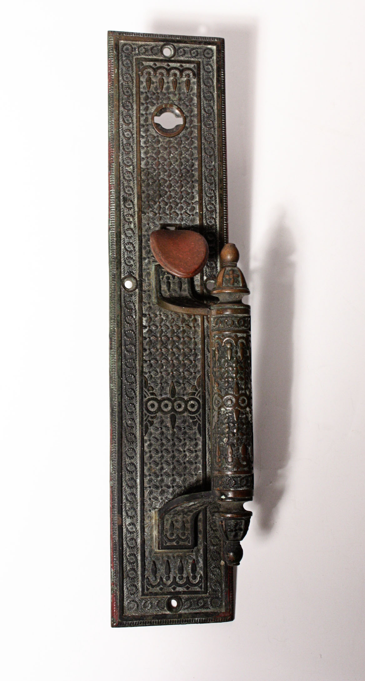 SOLD Exquisite Antique Cast Bronze Door Pull with Thumb Latch, “Elaine” by Reading Hardware-0