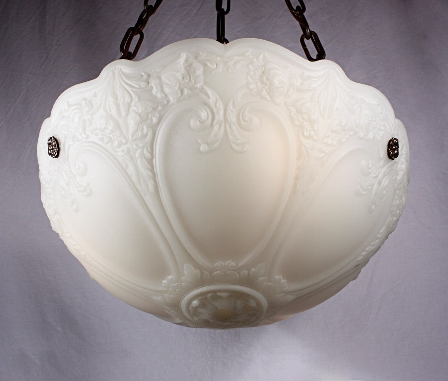 SOLD Beautiful Antique Neoclassical Opaline Inverted Dome Chandelier, Early 1900’s-20022