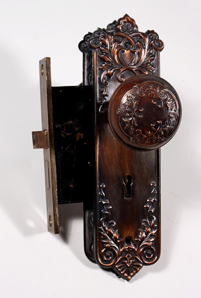 SOLD Seven Sets of Antique Bronze P. & F. Corbin “Lorraine” Door Hardware, c. 1905-19997