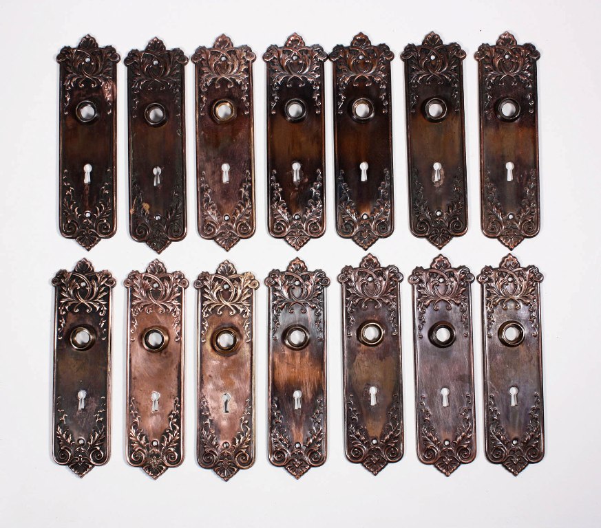 SOLD Seven Sets of Antique Bronze P. & F. Corbin “Lorraine” Door Hardware, c. 1905-20003