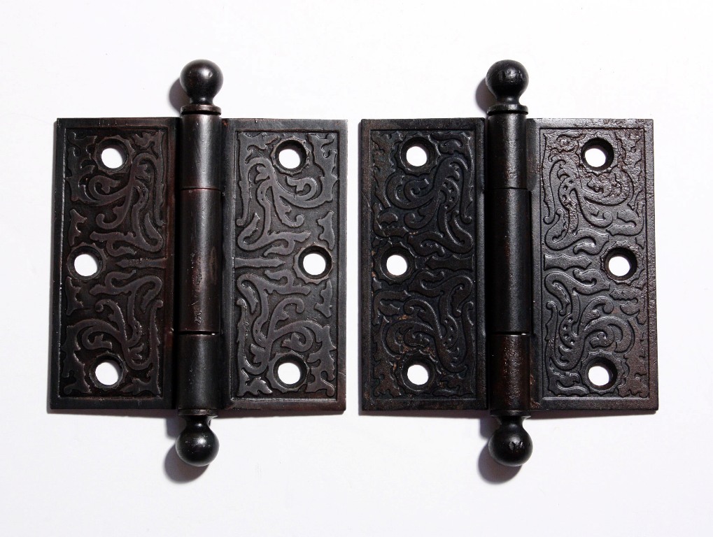 SOLD Amazing Pair of Antique Cast Iron 3 ½” Hinges, 19th Century-0