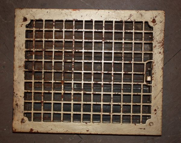SOLD Antique Cast Iron Floor Vent with Grid Pattern, 12" x 15" Back Opening-0