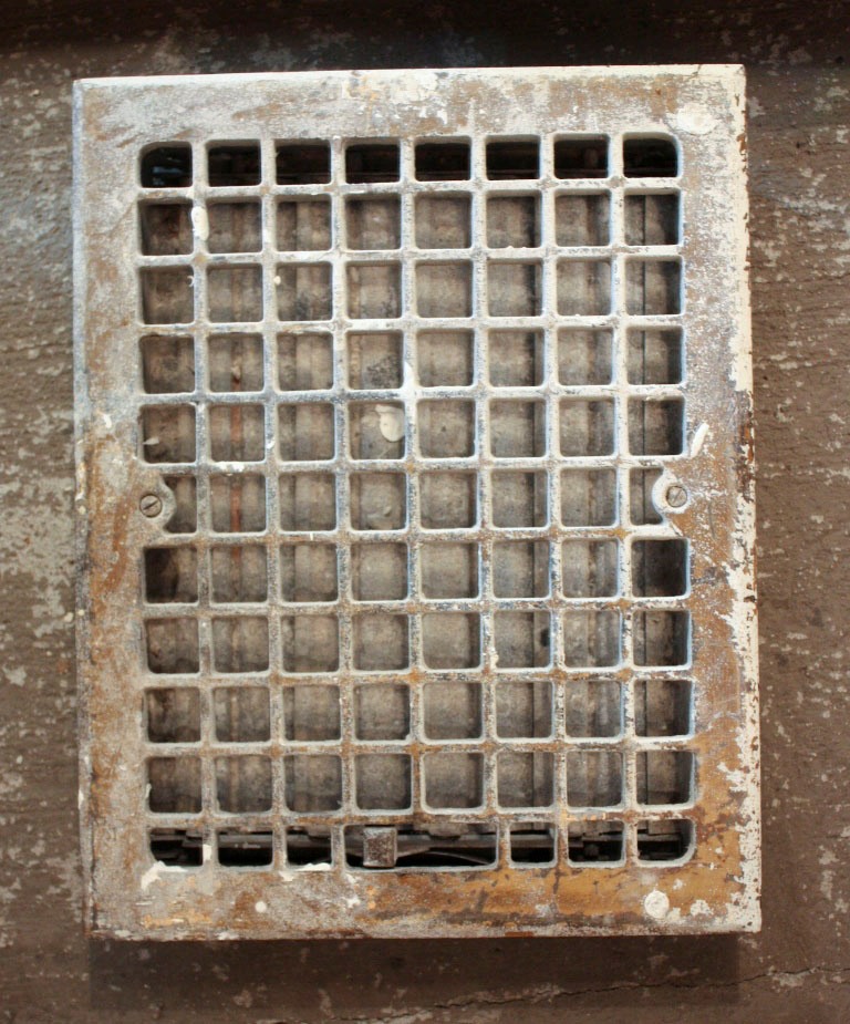 SOLD Antique Cast Iron Floor Vent with Grid Pattern-0