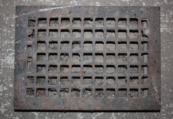 SOLD Antique Cast Iron Floor Grate with Grid Pattern-0