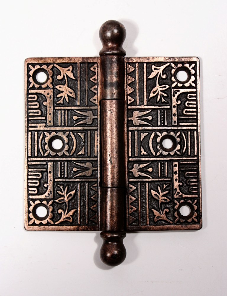SOLD Antique Cast Iron 3.5” Hinge with Original Bronze Wash-0