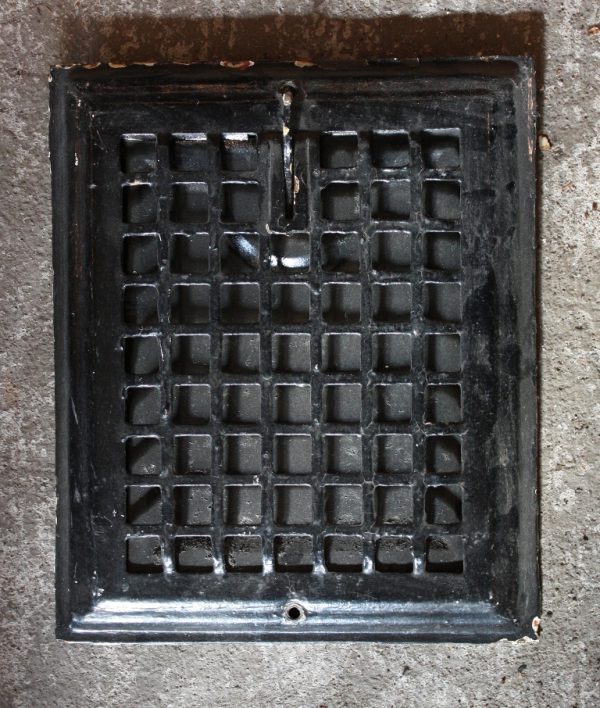 SOLD Antique Wall Vent with Grid Pattern, Signed Auer, 7 3/8" x 9 1/4" Back Opening-0