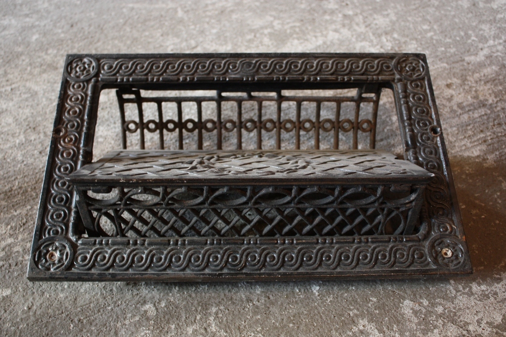 SOLD Antique Cast Iron Wall Register with Wreath & Lattice Design-20373