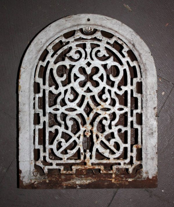 SOLD Antique Arched Wall Register with Quatrefoil Design, Cast Iron-0