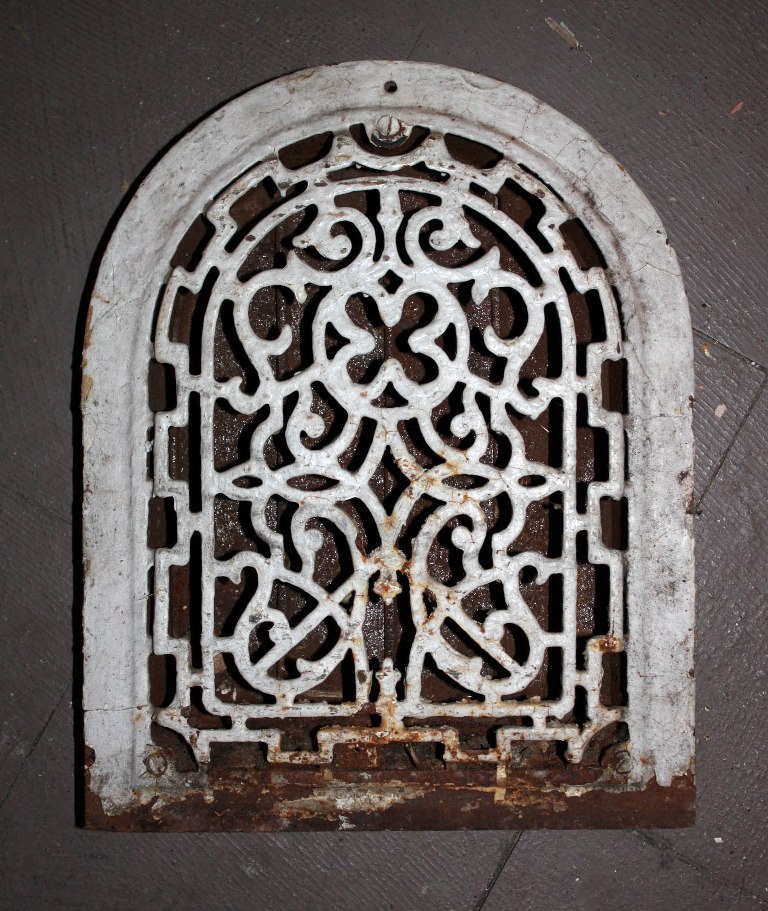 SOLD Antique Arched Wall Register with Quatrefoil Design, Cast Iron-0