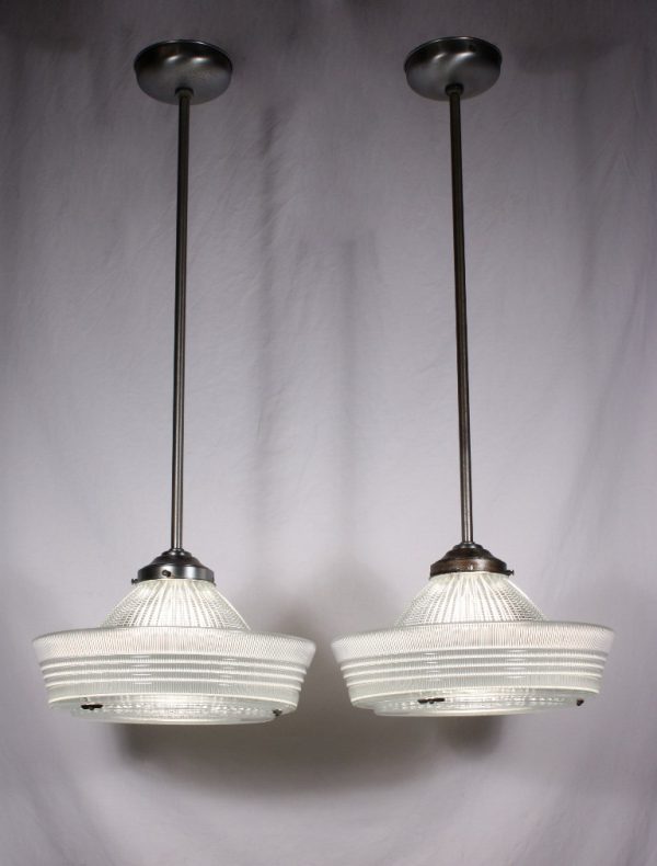SOLD Two Matching Antique Industrial Holophane Lights, c. 1920’s-0