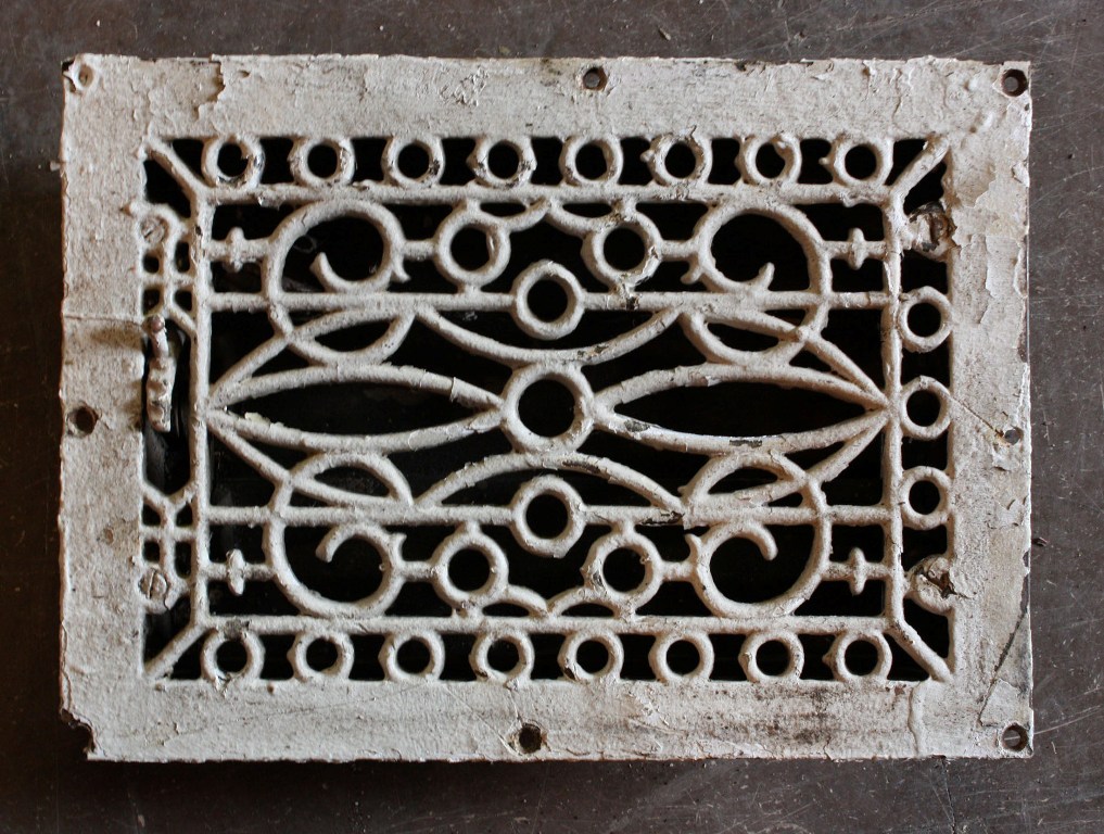 SOLD Antique Cast Iron Heat Register with Loop Design, 8" x 12" Back Opening -0