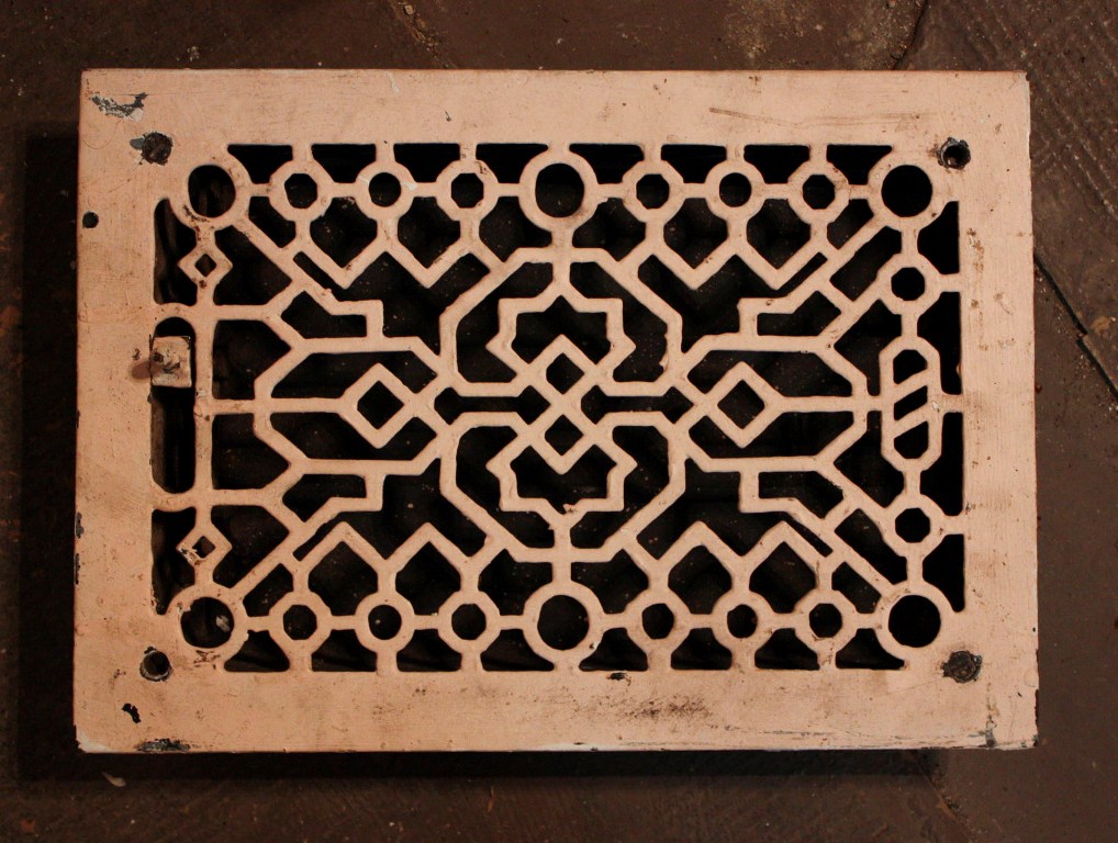 SOLD Antique Cast Iron Heat Register with Geometric Design-0