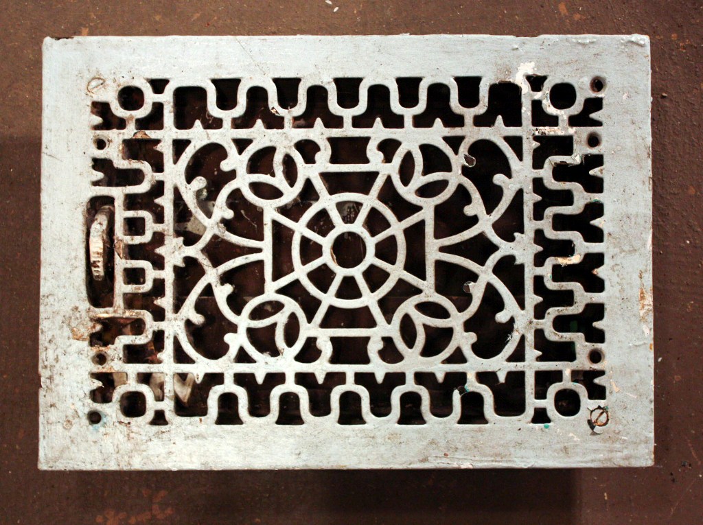 SOLD Antique Cast Iron Heat Register, 8" x 12" Back Opening-0