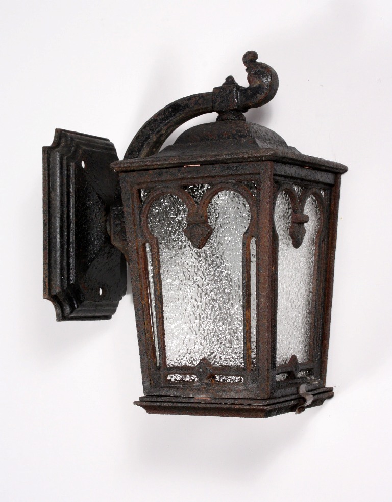 SOLD Fabulous Antique Iron Exterior Lantern Sconce, Early 1900’s-0