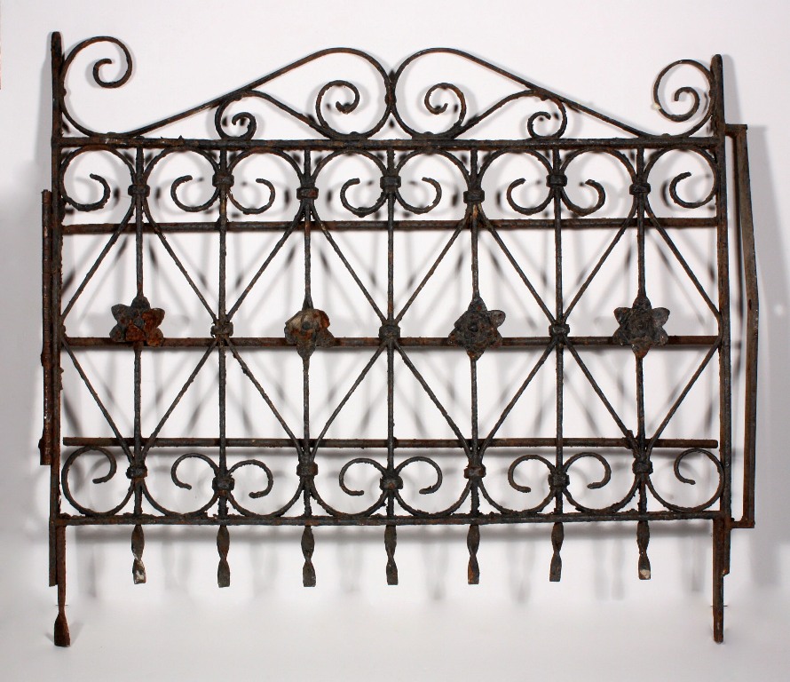 SOLD Antique Wrought Iron Window Gate with Flowers, c. 1890's-0