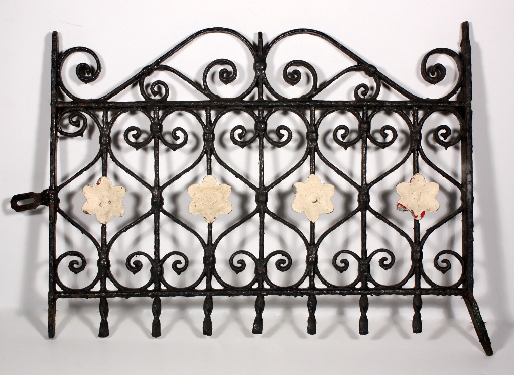 SOLD Antique Wrought Iron Window Gate with Flowers, c. 1880's-0