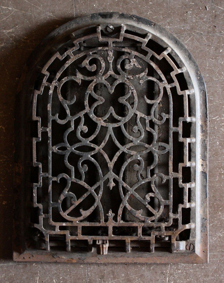 SOLD Antique Arched Heat Register with Quatrefoil Design, Cast Iron-0