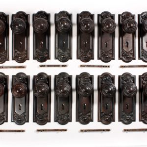 Antique Neoclassical Doorknob Sets with Plates, c. 1910-0