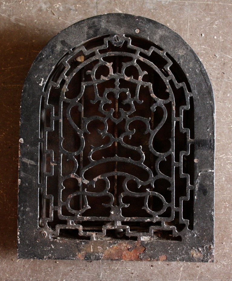 SOLD Antique Arched Cast Iron Wall Grate, 1869 Patent Date-0