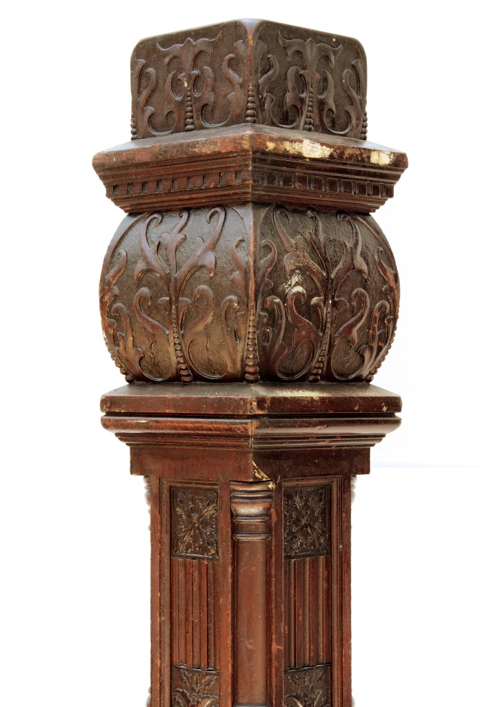 Magnificent Antique Carved Walnut Boxed Newel Post, c. 1880’s