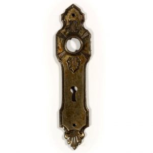 Antique Art Deco Doorknob Backplates with Sunburst & Leaf Design